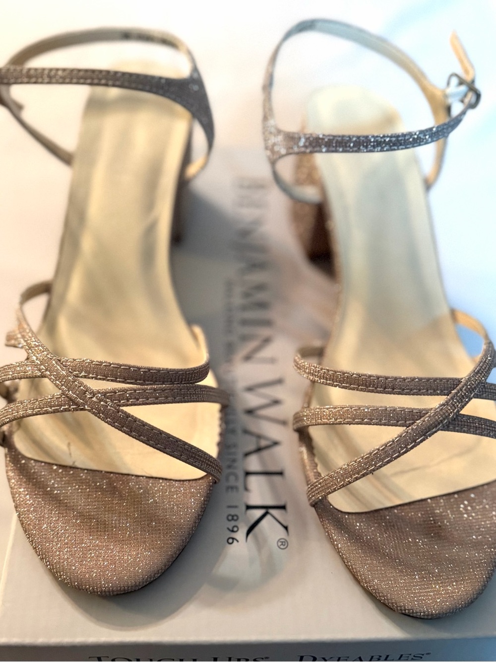 Benjamin Walk Sparkle Strappy Block Heel Sandal - Taupe
